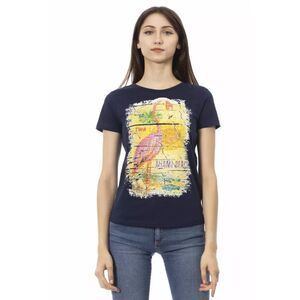 Trussardi Action Chic Blue Short Sleeve Round Neck Women's Tee